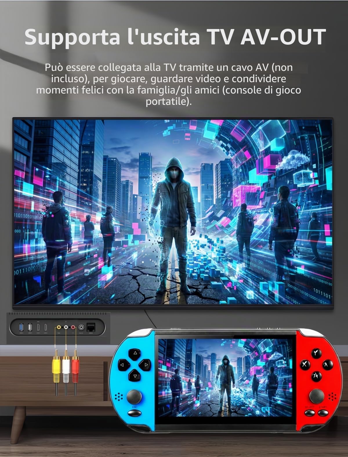 Console per videogiochi MP4/MP3 da 5,1 pollici, emulatori multipli, giochi classici retrò integrati, console portatile perfetta per compleanni all'aperto/viaggi tempo libero intrattenimento