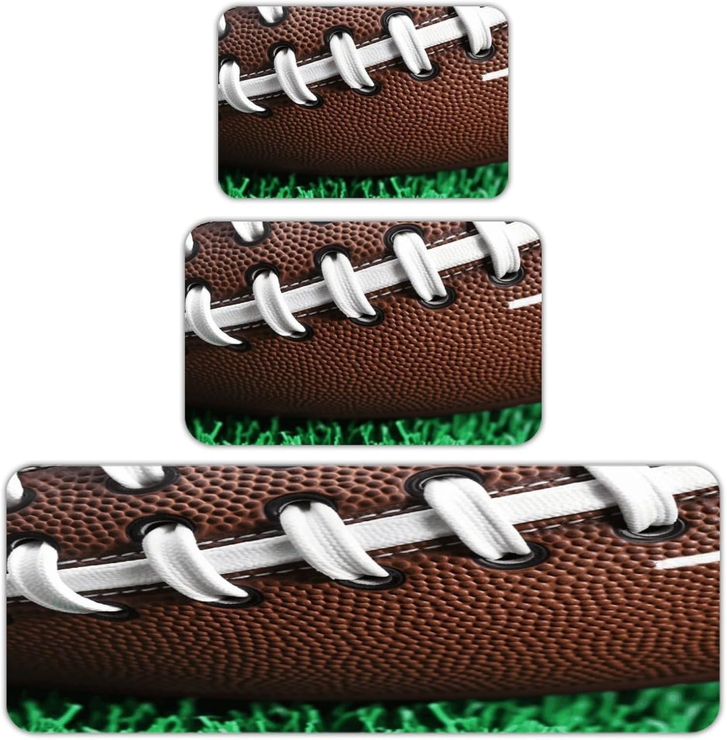 American Football Laces Kitchen Rugs Sets of 3 Non Slip Kitchen Mats for Floor Farmhouse Kitchen Sink Mat Thick Comfort Standing Mat for Laundry Room Hallway Bathroom