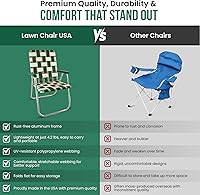 Vista 5 de Silla de césped plegable de aluminio al aire libre de Lawn Chair USA Sillas con correas resistentes para acampar, deportes, playa, jardín