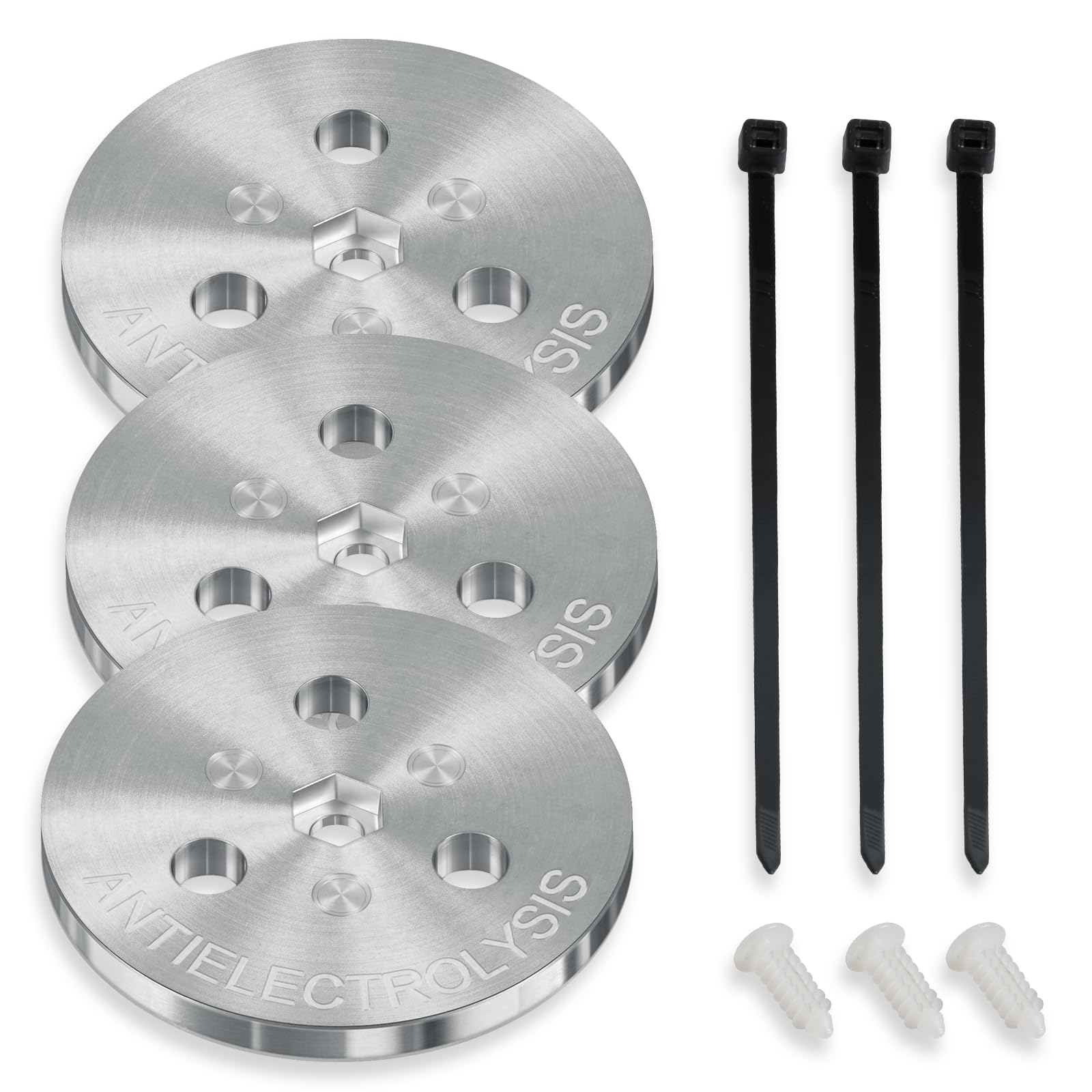 Camoo 3PCS Pool Skimmer Zinc Anode Weight - Anti-Electrolysis Sacrificial Anode for Salt System Swimming Pools Against Corrosion and Electrolysis, with Plastic Tie and Bolt