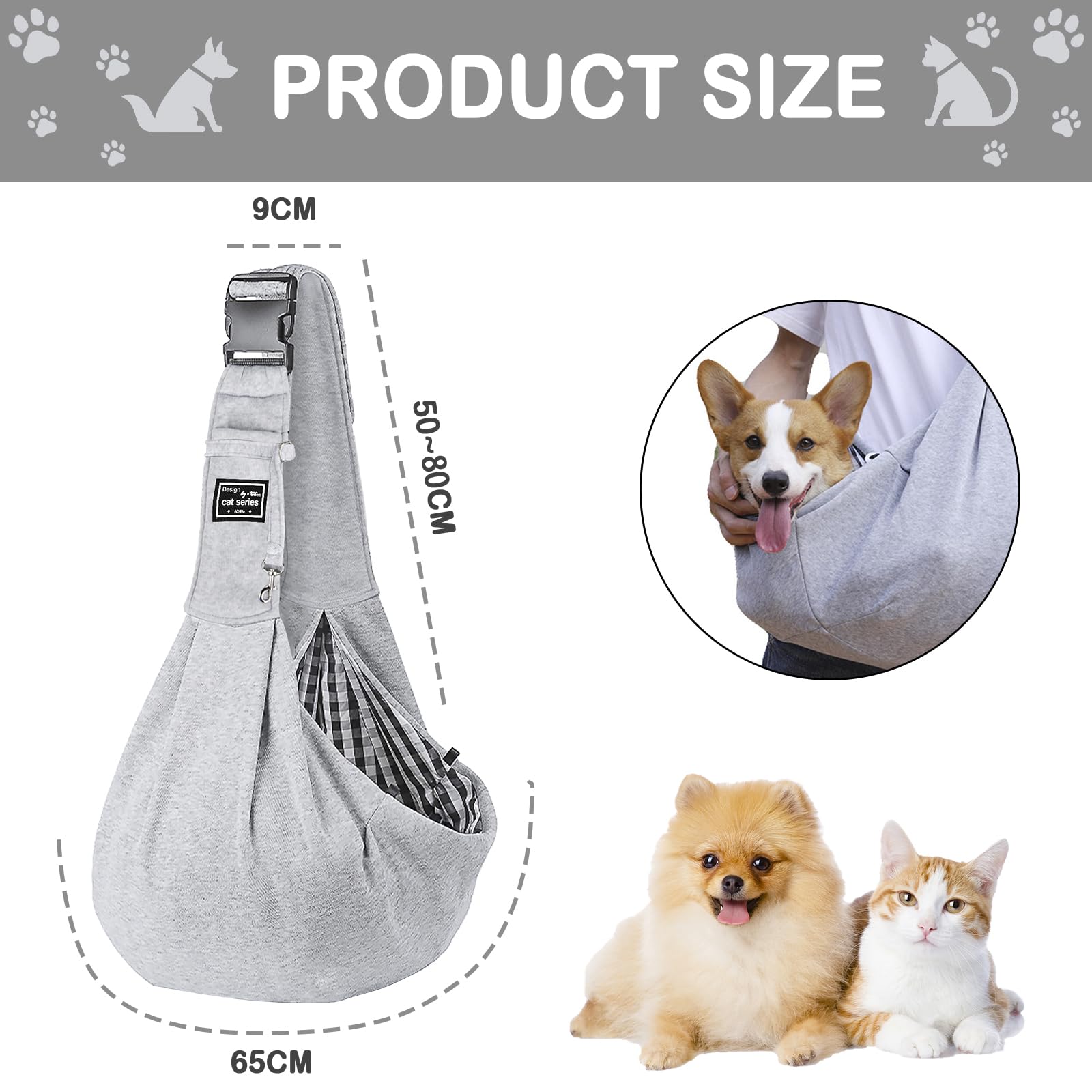 Bandolera para Perro para Mascotas Bandoleras Porta Perros para Mascotas Ajustable Bolso de Hombro para Perros Gatos Pequeño y Medianos