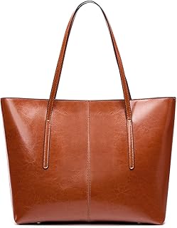 MFFOR Genuine Leather Tote Bags, Shoulder Bag for Women, Top Handle Handbag Large Capacity, Work Tote Purse