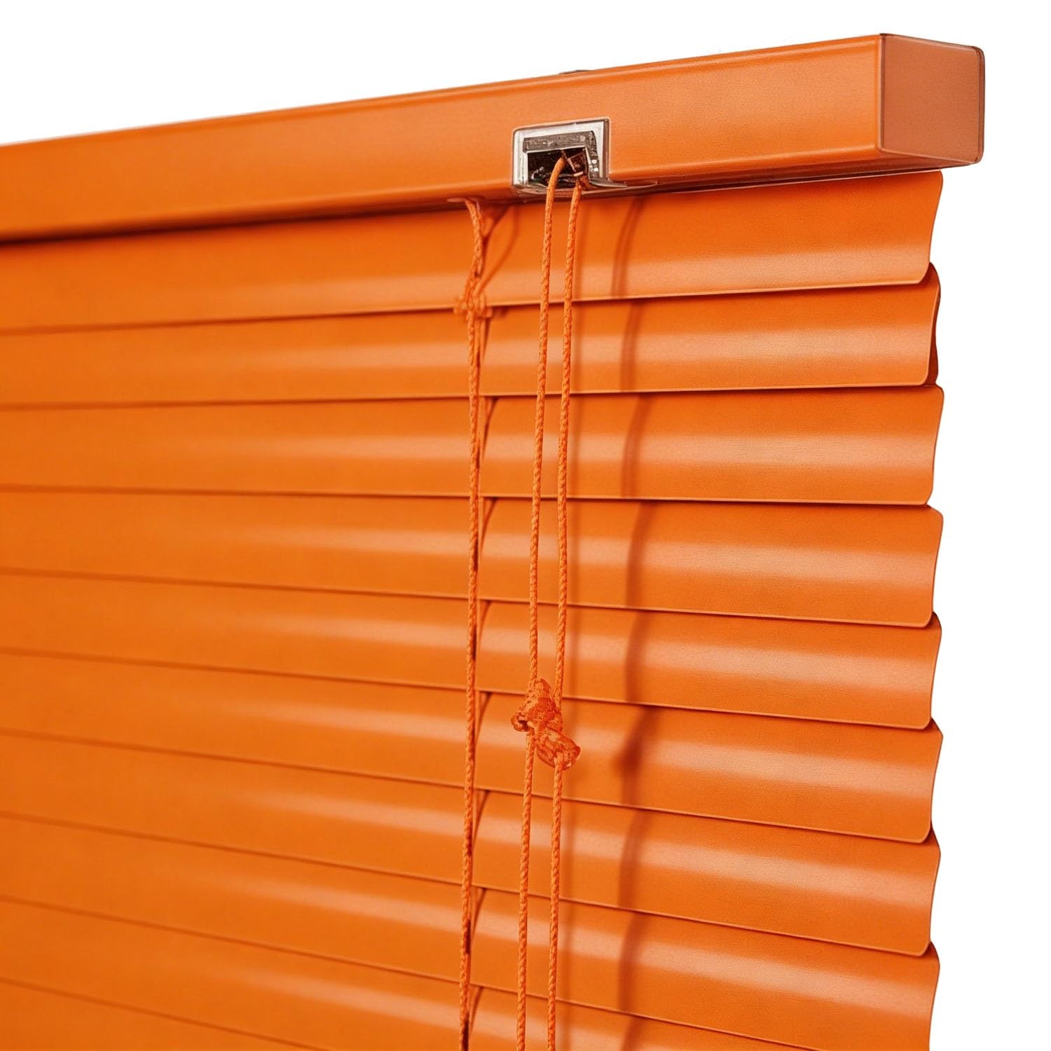 Aluminum Mini Blinds For Indoor Windows, 30 60 70 90 100 120 180 200 cm Horizontal Blinds, Venetian Blinds, 25 mm Blackout Shades For Bedroom Bathroom Office Custom Sizes(Orange)