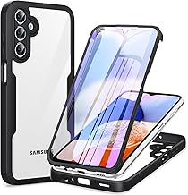 Phoona 360 Degree Case for Samsung Galaxy A14 4G/5G with Transparent Screen Protector, TPU Silicone Shockproof Screen Case, Anti-Scratch Portable Full Cover Case for Samsung A14 5G, Black