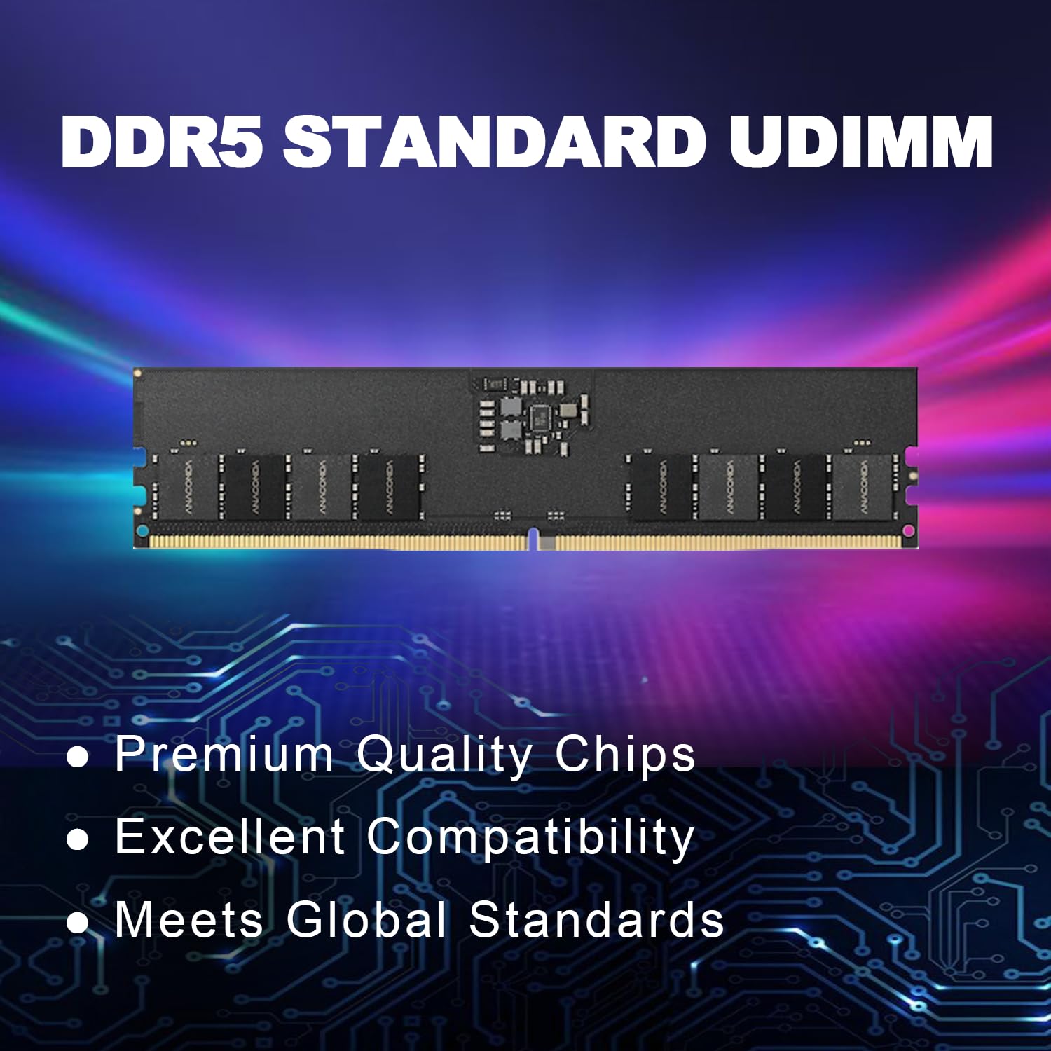 ANACOMDA Standard UDIMM DDR5 288-Pin PC RAM Memory 5600MHz CL46 16GB Modello di memoria desktop Made in Taiwan