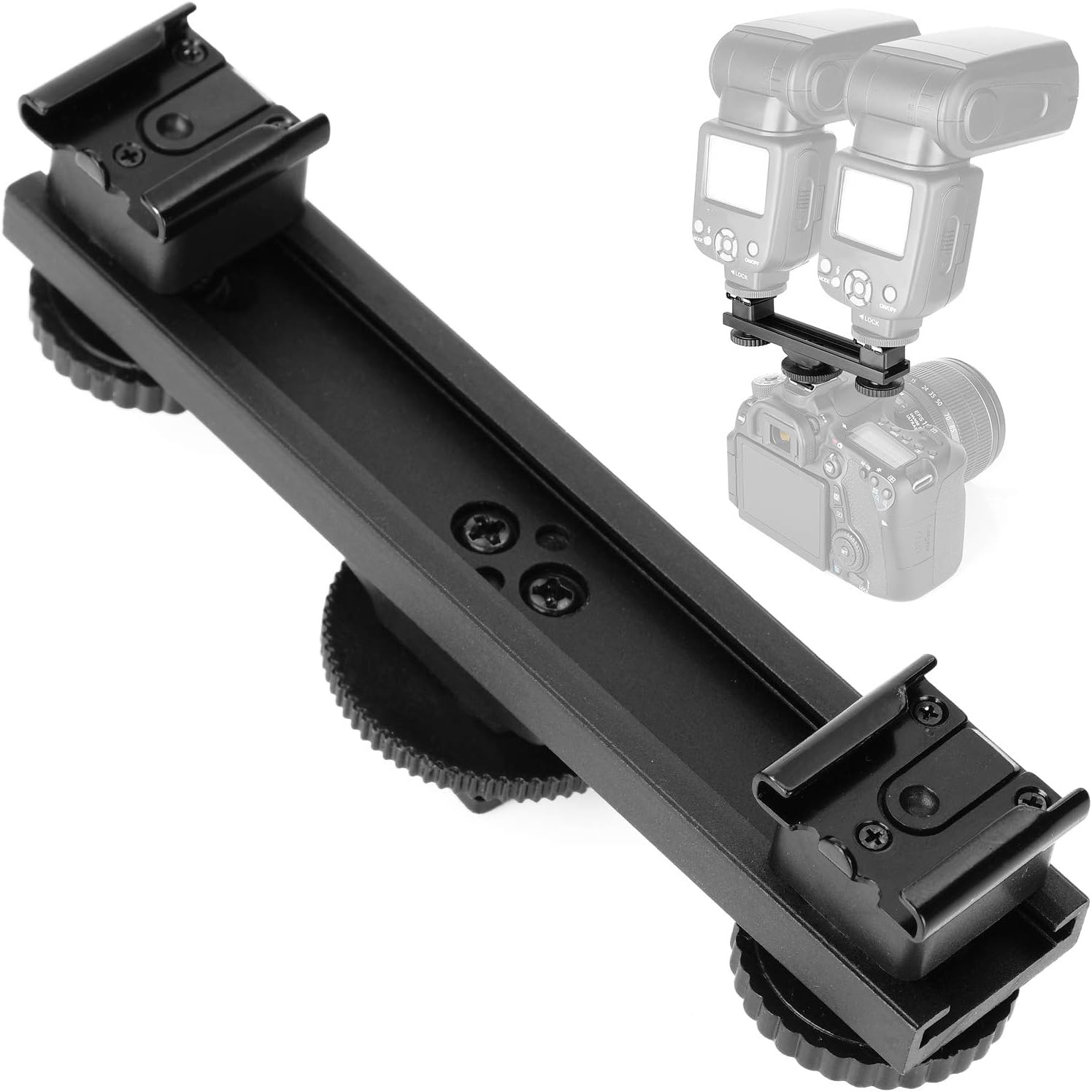 Cold Shoe Extension Bracket Dual Camera Mount, ChromLives