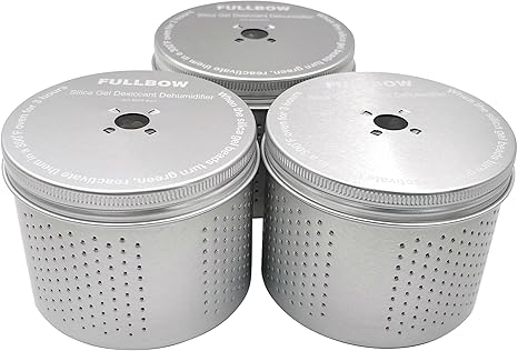 Gun Safe Dehumidifier, Moisture Absorbers, FULLBOW 200g Silica Gel Desiccant Dehumidifier Canister for Safe & Cabinets (3 Units)