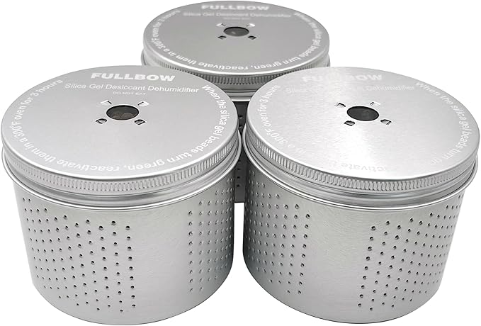 Gun Safe Dehumidifier, Moisture Absorbers, FULLBOW 200g Silica Gel Desiccant Dehumidifier Canister for Safe & Cabinets (3 Units)