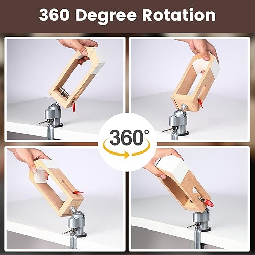 Miniatura 4 de Abrazadera de caballo de costura de cuero, herramienta para trabajar en cuero, abrazadera de costura de madera, tejedor giratorio de 360°, artesanía