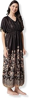 G4Girl Women's Silk Geometric Print Maxi Nightgown