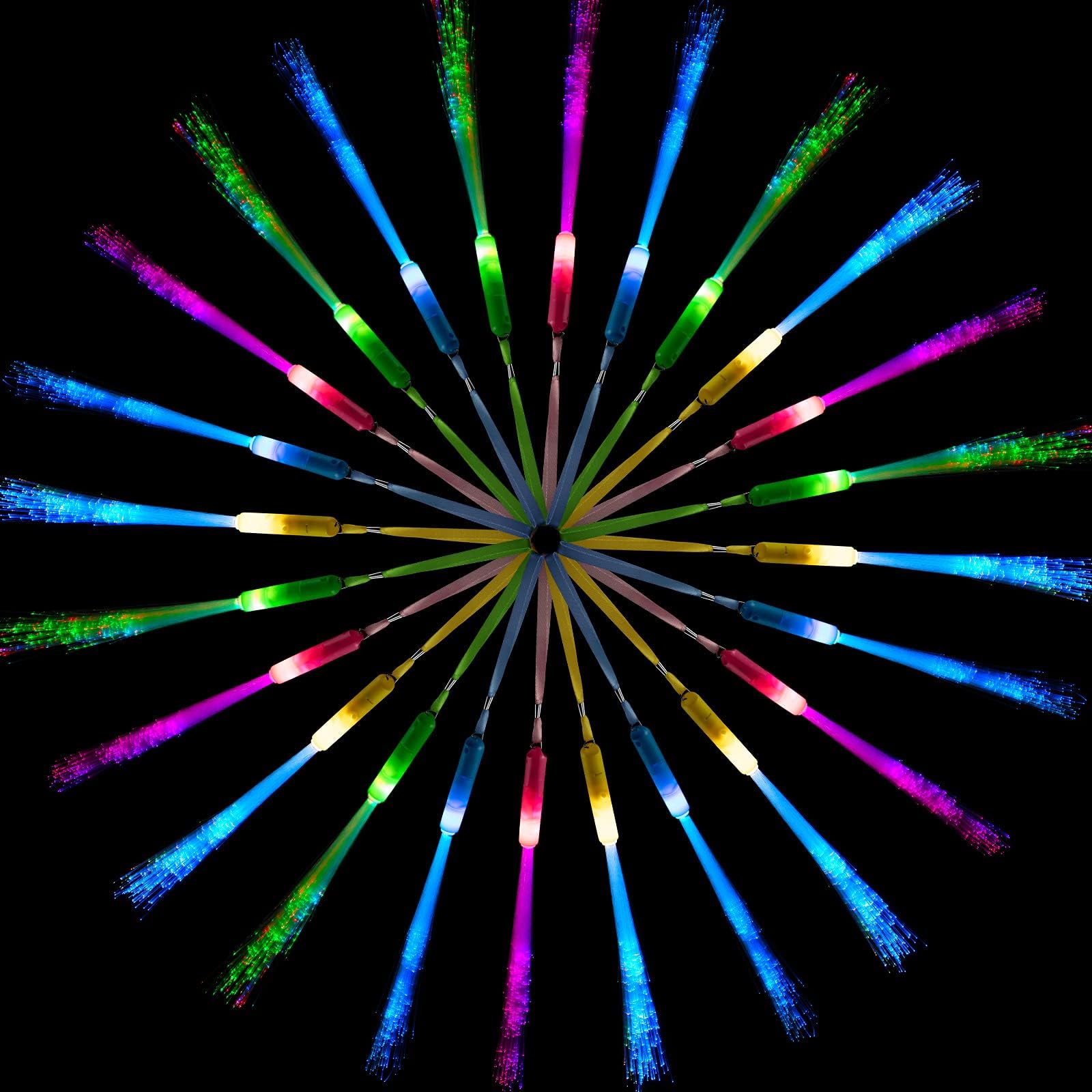 Sumind 24 Pieces Fiber Optic Wands White Light up Glow Wands Wedding Glow Sticks Colorful Flashing LED Wand for Birthday Bridal Shower Party Favors Supplies, Battery Operated, Random Styles