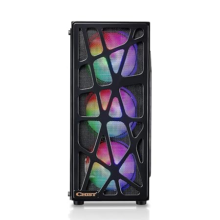 CHIST Gaming Tower PC AMD Ryzen 5 5600G/ 16GB (8x2 DDR4 Ram/ B520 Chipset Motherboard/ 1TB SSD, Windows 10 AMD Radeon Graphics)- Black