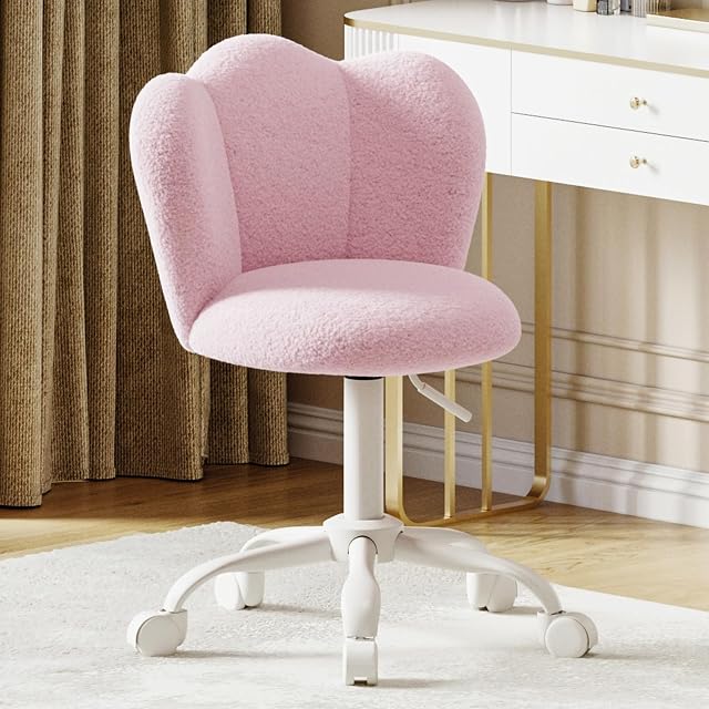 Chaise Vanity avec roues, confortable bureau chaise avec hauteur réglable.