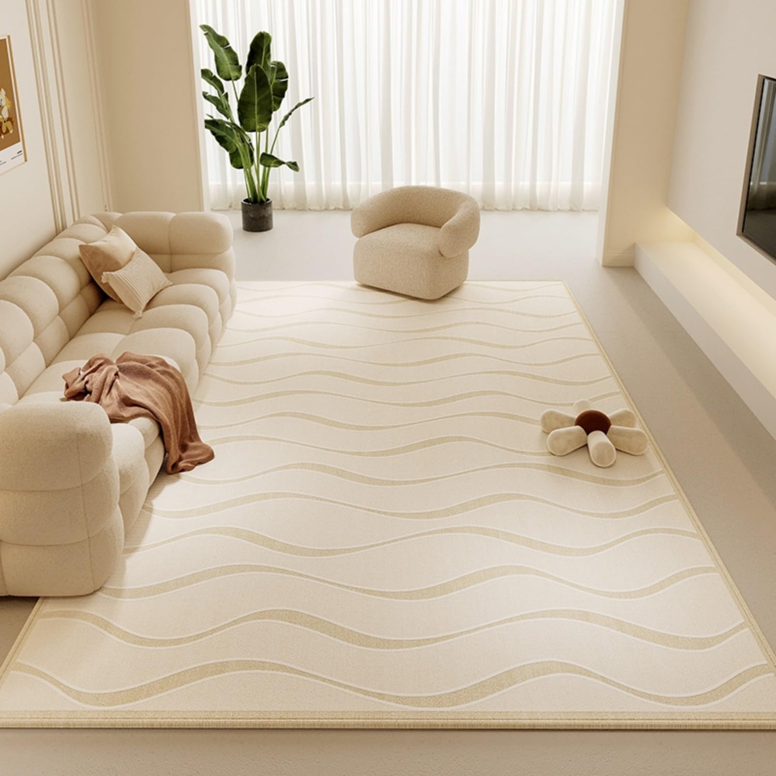 Tapis de salon en peluche lavable pour en finir avec les taches tenaces
