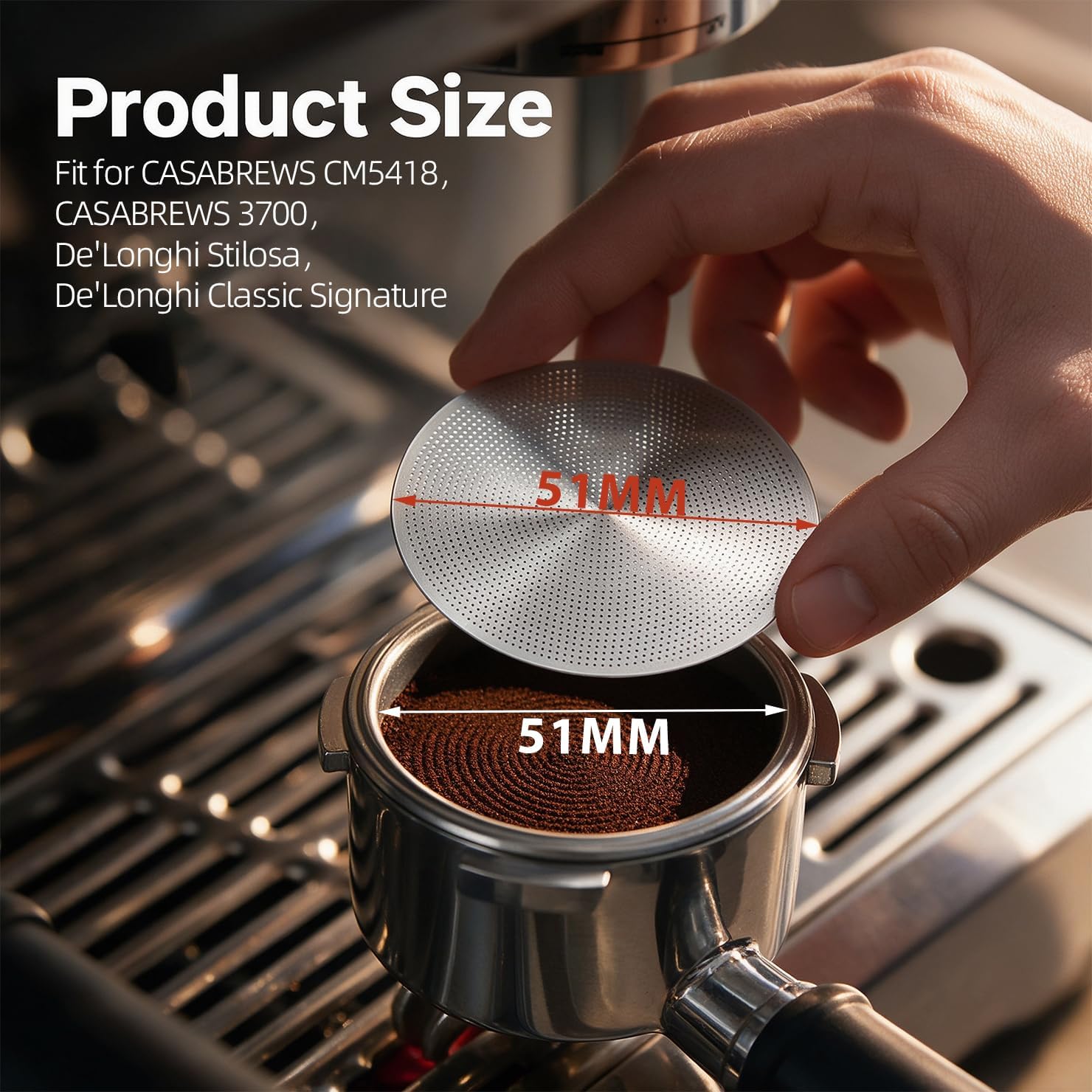 3 PCS 51MM Espresso Puck Screen for De'Longhi Stilosa/CASABREWS CM5418&3700