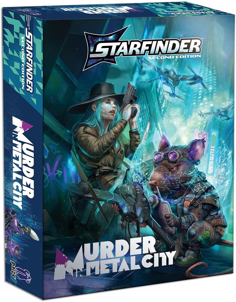 Murder in Metal City Deluxe Boxed Set - Starfinder Second Edition Introductory RPG Adventure with Battle Map