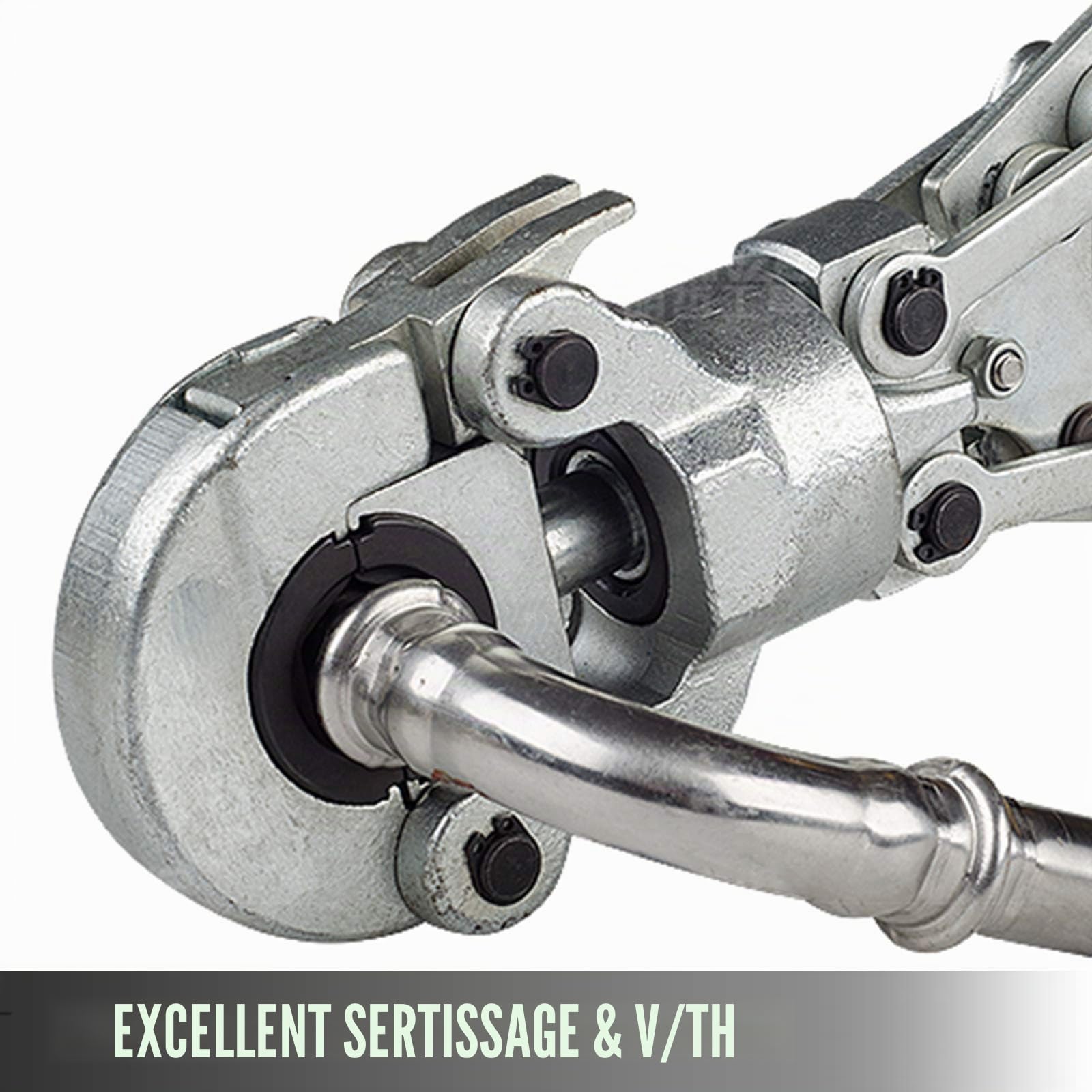 VEVOR Pince à Sertir Hydraulique Forme TH/V 12-28/16-32 Kit de Pince de Sertissage Multicouche Force de Pression 6 T Sertisseuse Tête Pivotante à 360°, avec Bouteille pour Tuyaux PE PEX PB