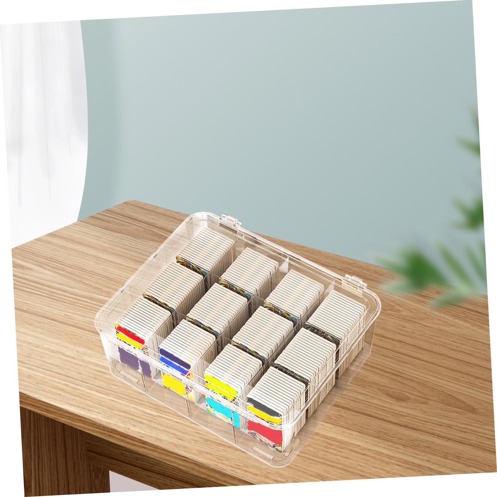 PRETYZOOM Scatola Porta Carte Trasparente Per Scrivania Contenitore Di Plastica Per Biglietti Da Visita Espositore Porta Carte Da Tavolo Con Coperchio Per Ufficio e Casa