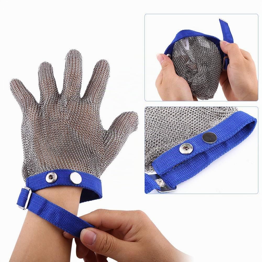 1pc de acero inoxidable 304 guante resistente a los cortes Guantes anti-corte guantes de carnicero para la protección de los guantes de seguridad/guantes de construcción, de gran tamaño