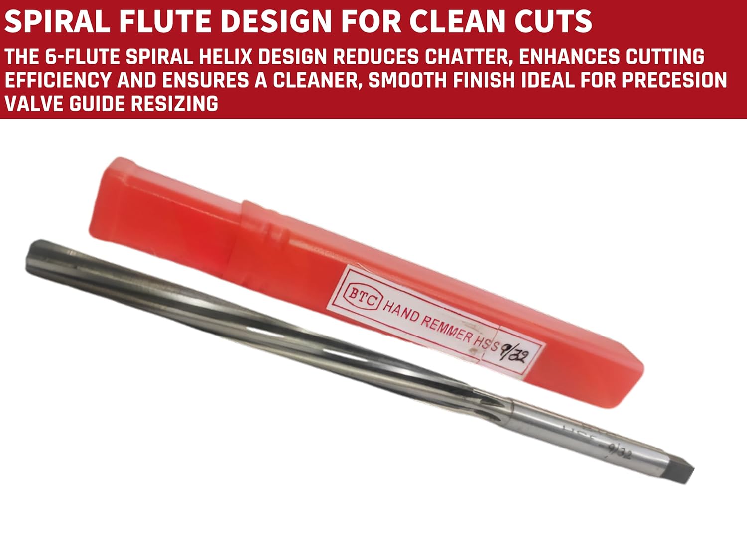 HSS Valve Guide Reamer 9/32 inch Diameter 6 inch Overall Length Spiral Flute Reamer Tool