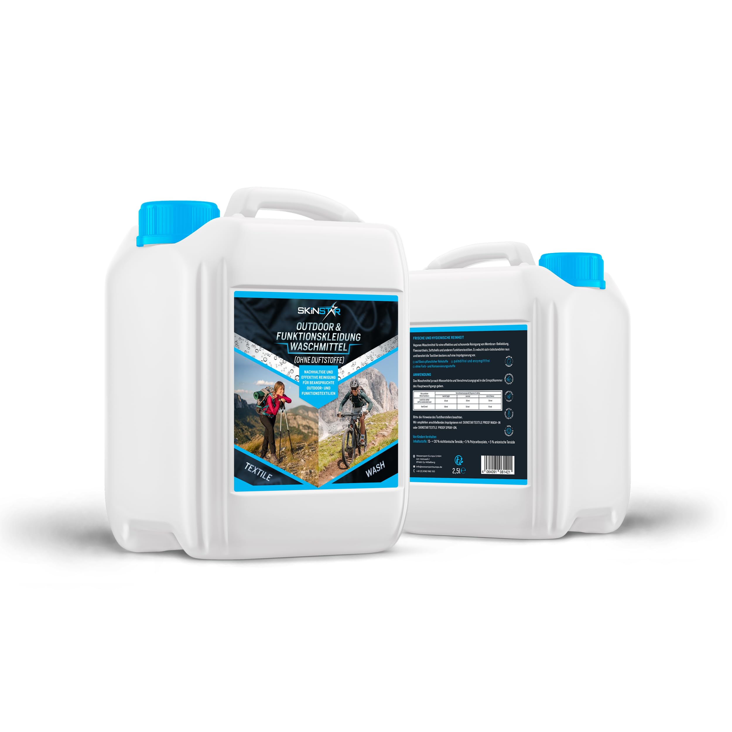 SkinStar Outdoor & Funktionskleidung Waschmittel ohne Duftstoffe + Wash-In Imprägnierung Doppelpack je 2,5L