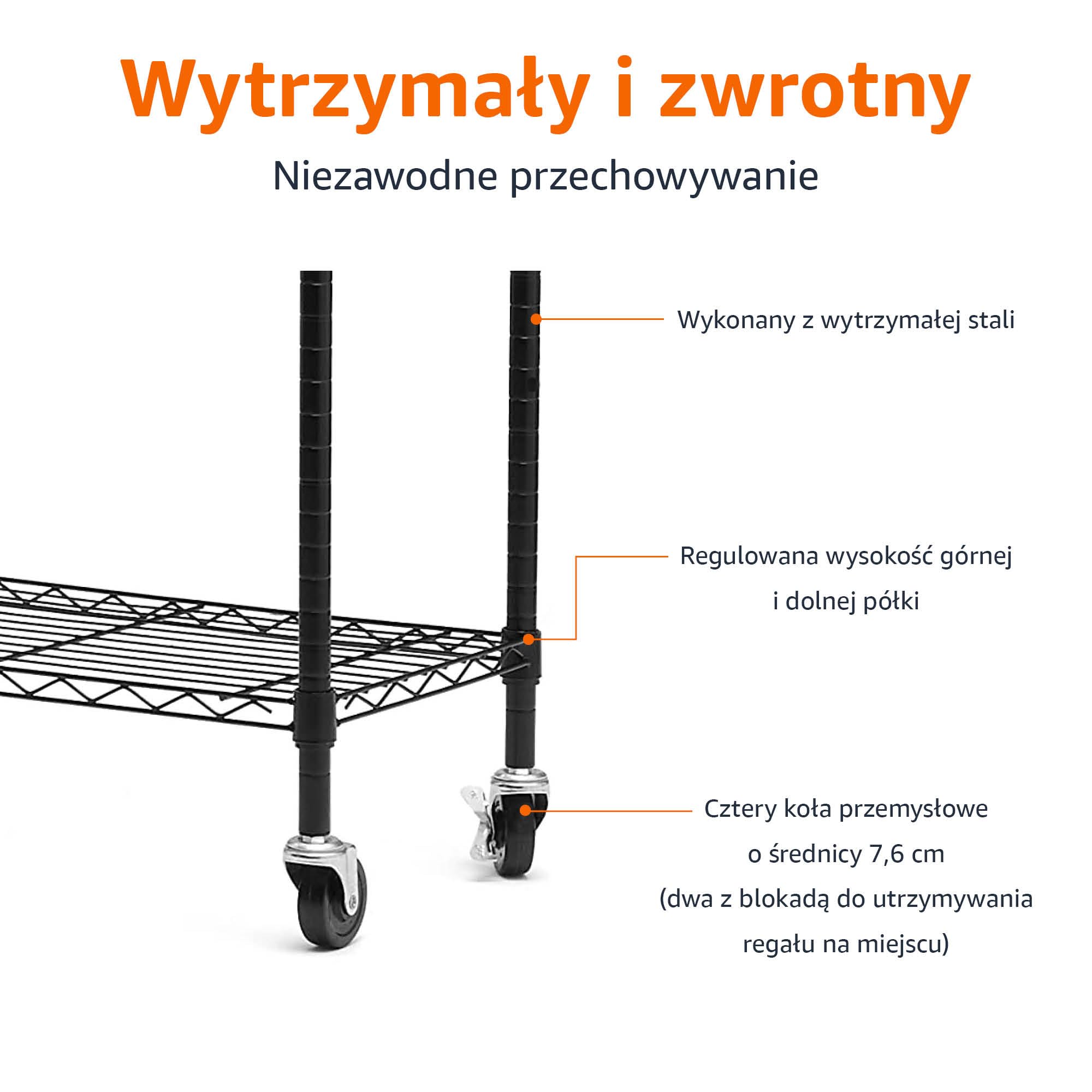 Amazon Basics Regulowany wieszak na ubrania z dwoma drążkami, stojak, organizer na kółkach, czarny, 91 x 35,5 x 183 cm