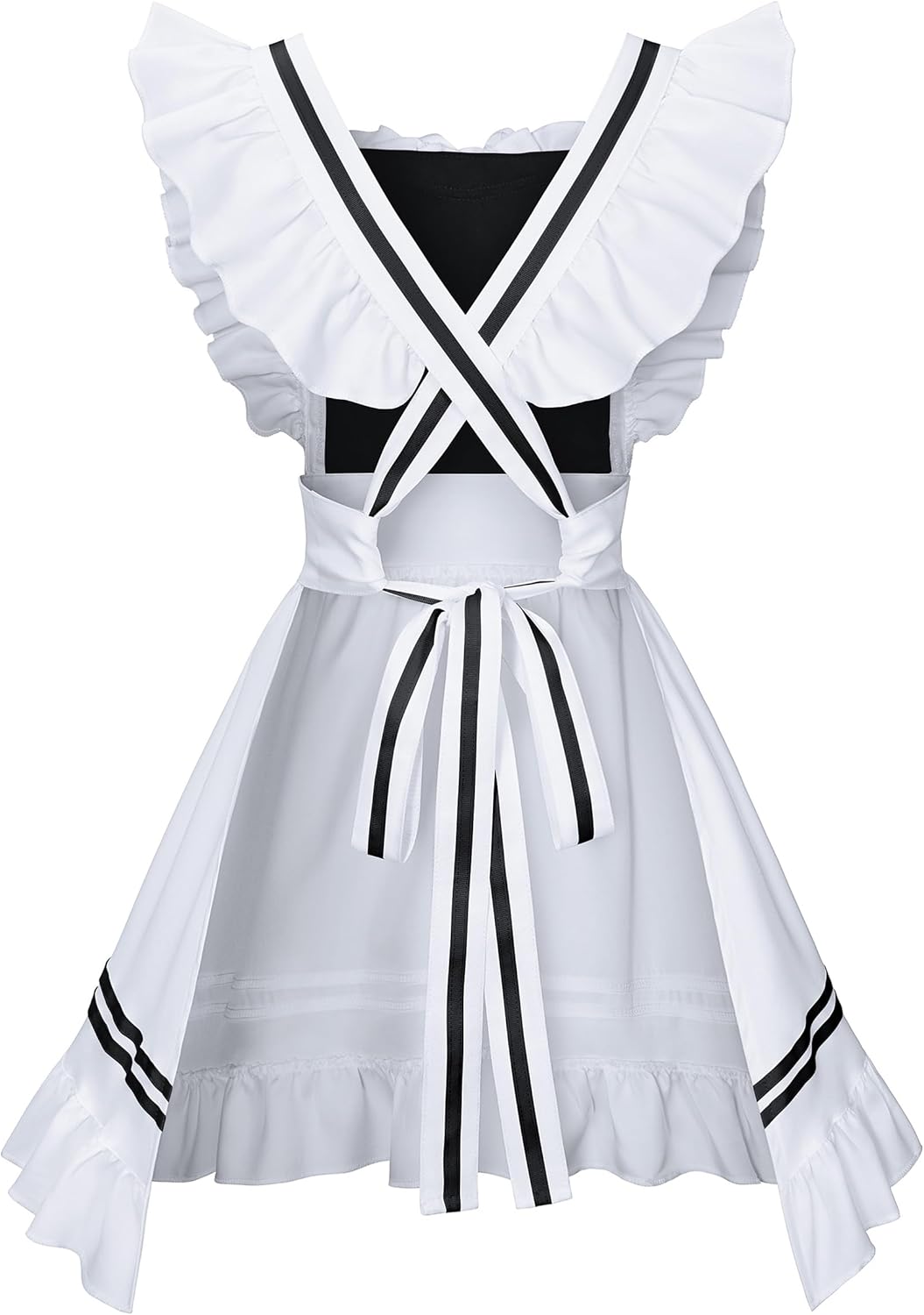 Classic French Maid Costume Apron Fancy Dress Cosplay Outfit Headwear Gloves Socks Set - Image 3