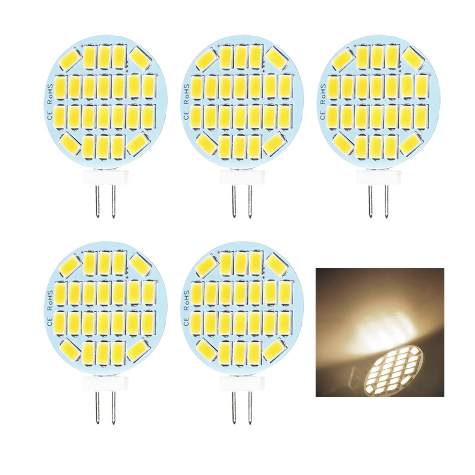 BVCL G4 LED Bulb, G4 LED lamp, 3W Equivalent to 25W Halogen, AC/DC 12-36V 300lm, Non-dimmable, bi-pin Base(Natural White 4000K,5pcs)