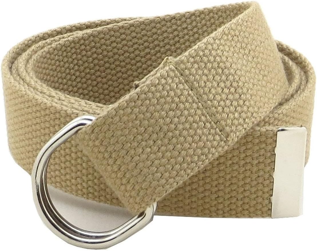 Thin Web Belt Double D-Ring Buckle 1.25" Wide with Metal Tip Solid Color