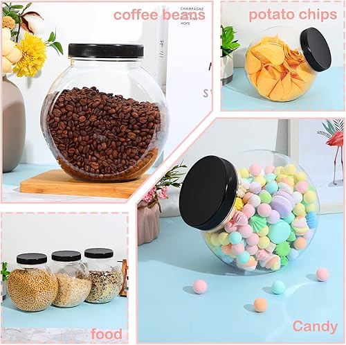 Miniatura 5 de Sunnyray Juego de 6 tarros de galletas transparentes de 85 onzas con tapas, recipientes para dulces transparentes para dulces, bufé, fiesta, mesa,