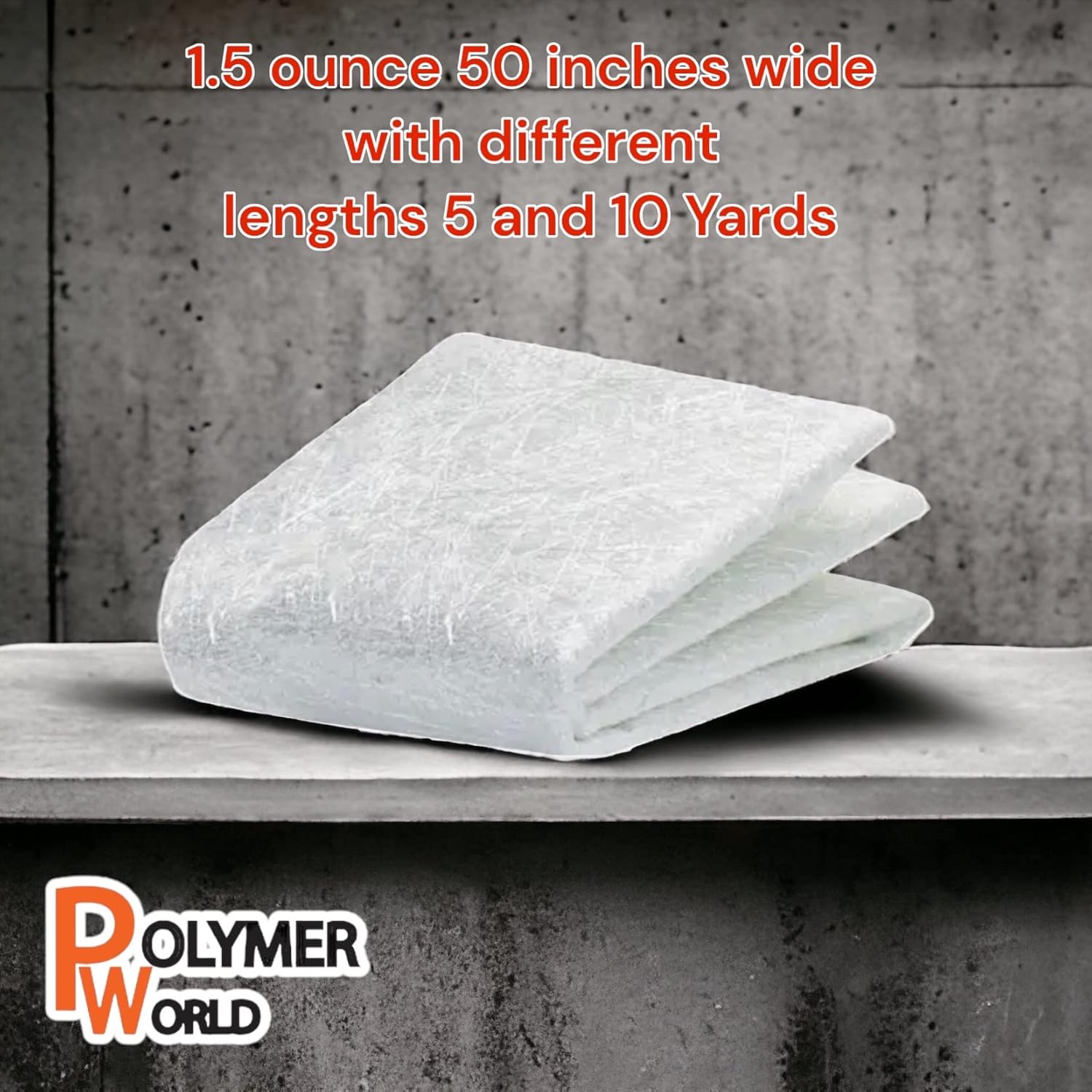 1.5x50x10 Yards Chopped Strand Mat - Lightweight & Marine-Grade Fiberglass Cloth for Epoxy, Polyester, Vinyl Ester Resin, Autos, Boats, RV, Surfboards.