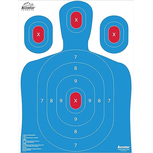 Ascentor Silhouette Shooting Target - Large Size 18 x 24 - Multiple Aiming Zones