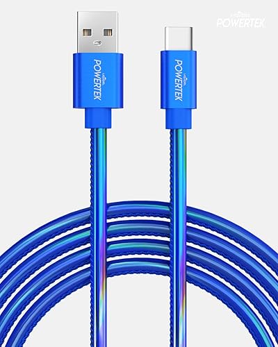 Miniatura 2 de LIQUIPEL Powertek Metallic Shine - Cable de carga USB tipo C, cable USB C de carga rápida de 6 pies, adaptador para automóvil, Galaxy, Android,