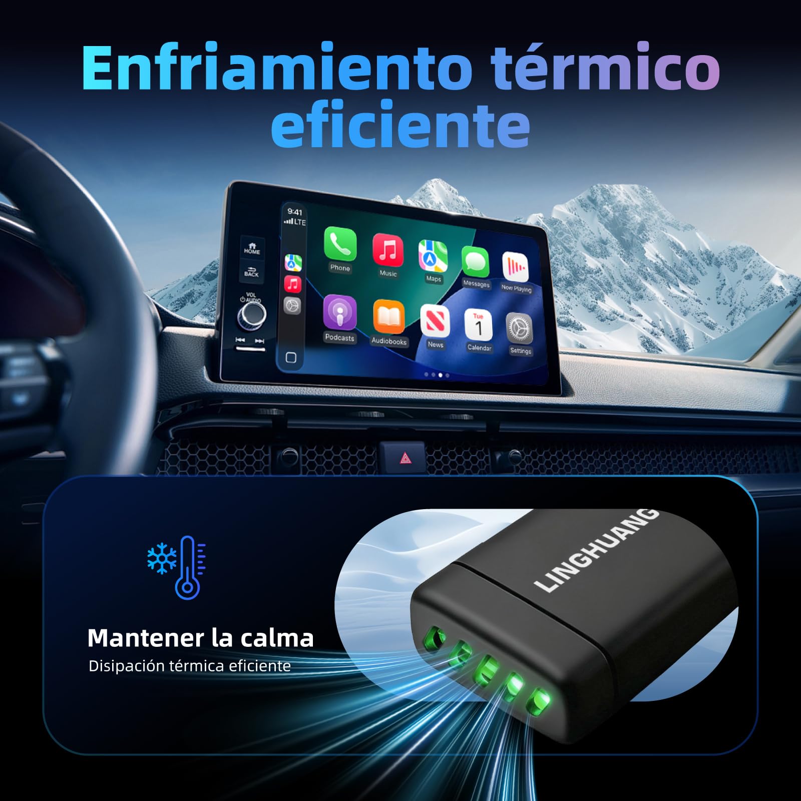 LINGHUANG Adaptador Carplay Inalambrico & Mini Adaptador Android Auto Inalambrico, Convierte de Cableado a Inalámbrico, Plug & Play, Conexión Rápida y Estable, Compatible con iOS 10+ & Android 11+