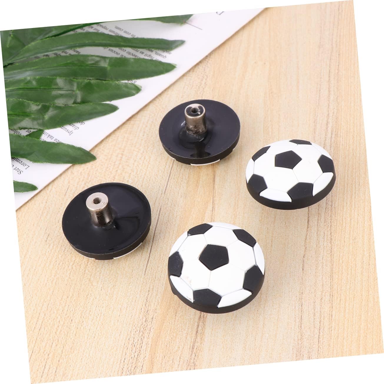 DOITOOL 4pcs Football Shaped Drawer Pull Handles Adorable Rubber Knobs for Boys and Girls Room Cabinet Door Knobs Easy to Install Soccer Design for Wardrobe Bathroom