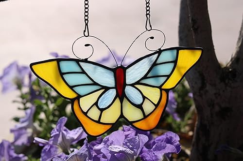 Miniatura 3 de Colgantes de ventana estilo mariposa Tiffany, regalo para amigas, hermanas (7.3 x 5.1 pulgadas)