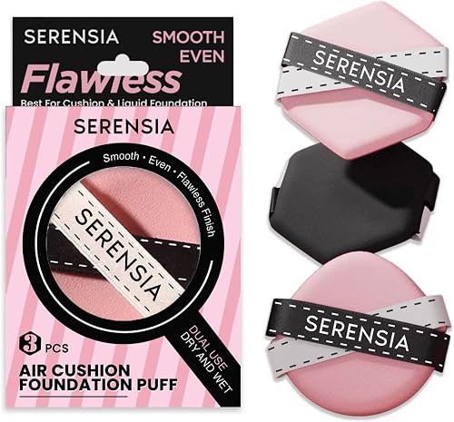 SERENSIA 3 Piece Makeup Puff Set - Rubycell Double-Sided Cushion Puffs