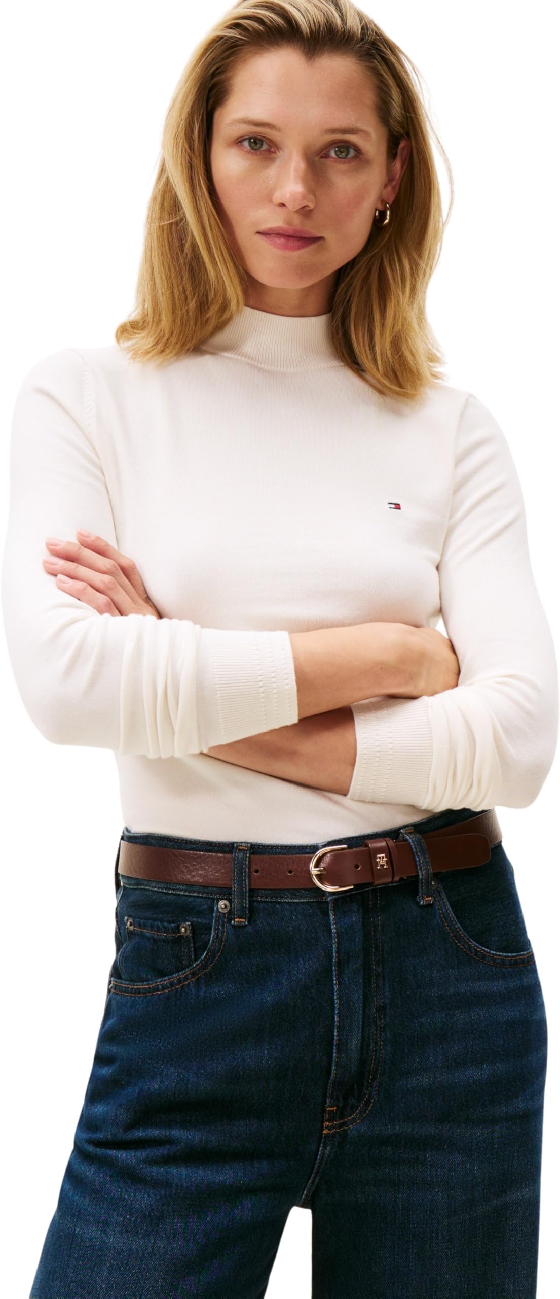 Tommy Hilfiger Damen Co Jersey Fine Gg Mock-nk Ls SWT Ww0ww47462 Pullover (1er Pack)