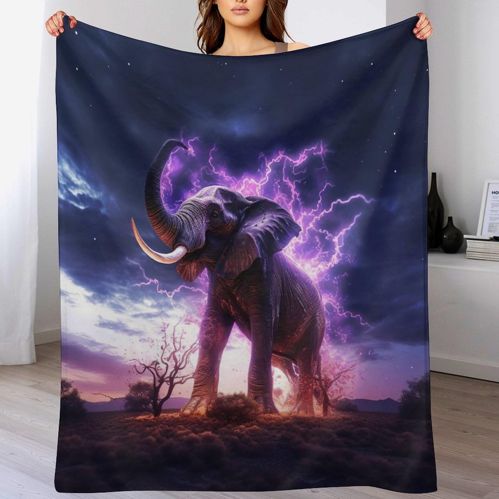 Couverture polaire éléphant jeté de canapé flanelle légère 150x200
