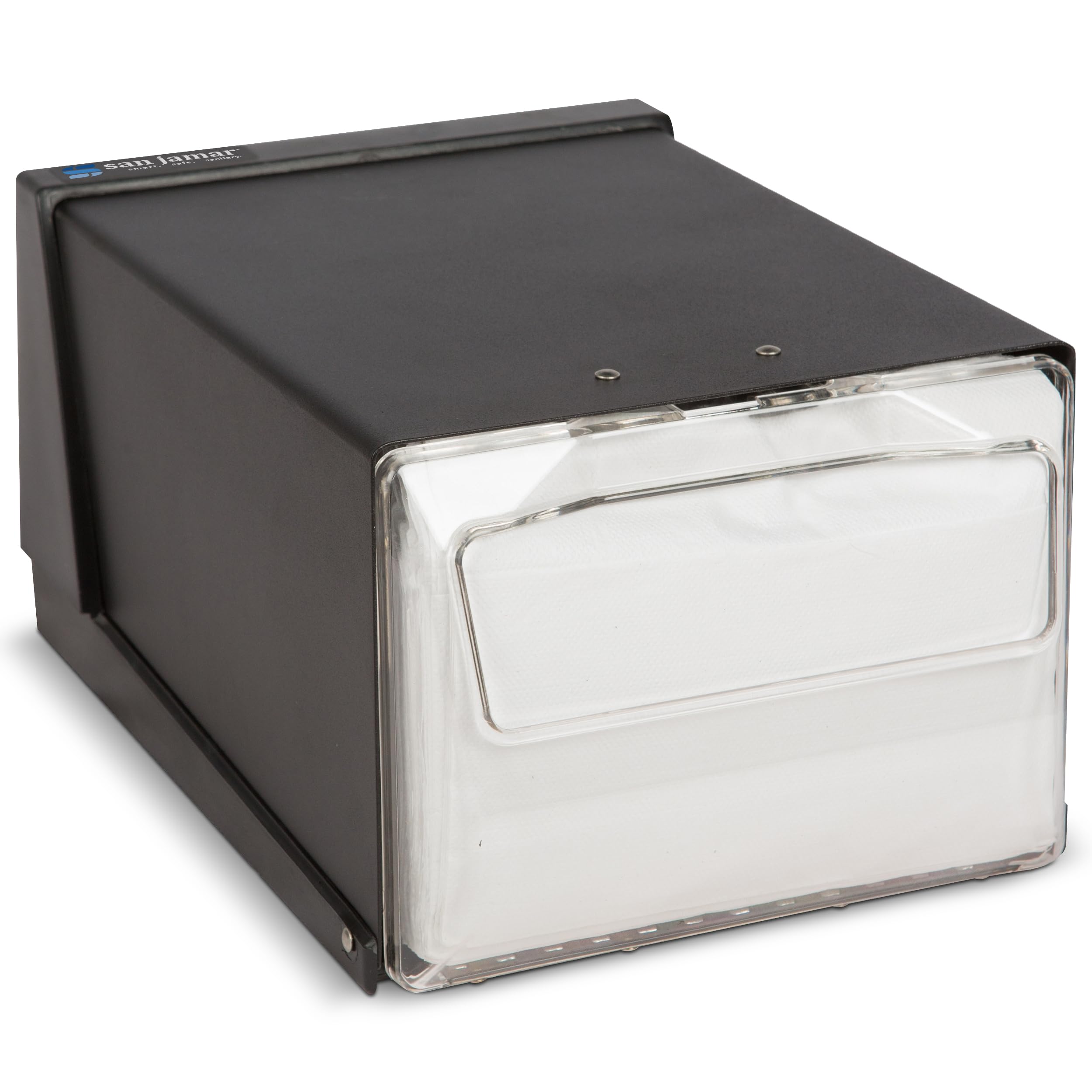San Jamar h3001 Fullfold encimera servilleta dispensador, 300 Capacidad, 7 – 5/8 "x 5 – 1/2" Altura x 11 "Profundidad, claro/negro