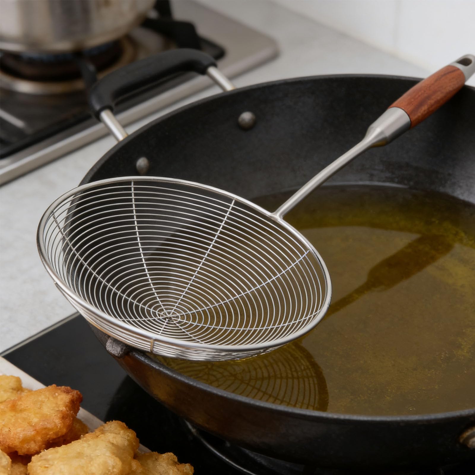 Spider Colino Schiumarola Mestolo in Acciaio Inox Filtrazione Efficiente per Cucinare e Friggere Compiti in 1 unità