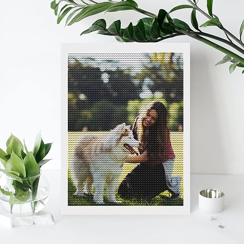 Miniatura 8 de Oznufi Kits de pintura de diamantes personalizados para adultos, taladro completo personalizado 5D, arte de diamantes con foto personalizada,