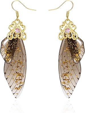 BELLA-Bee Fairy Butterfly Wing Dangle Earrings Gold Wedding Ren Faire Gift