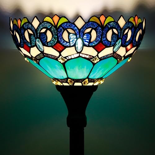 Miniatura 7 de Tiffany - Lámpara de pie estilo mariposa con diseño de flores, antorcha de esquina de pie, 12 pulgadas de profundidad x 12 pulgadas de ancho x 67