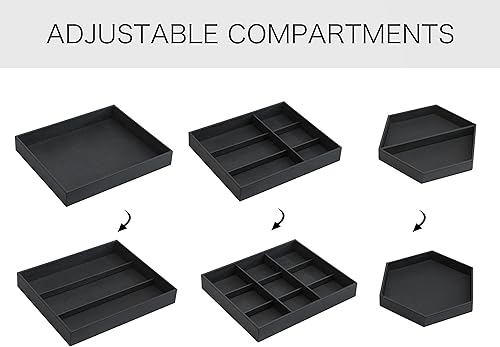 Miniatura 2 de Gurfuy Bandeja organizadora de 2 juegos con 11 compartimentos ajustables, organizador de cajones de piel sintética con divisores extraíbles para
