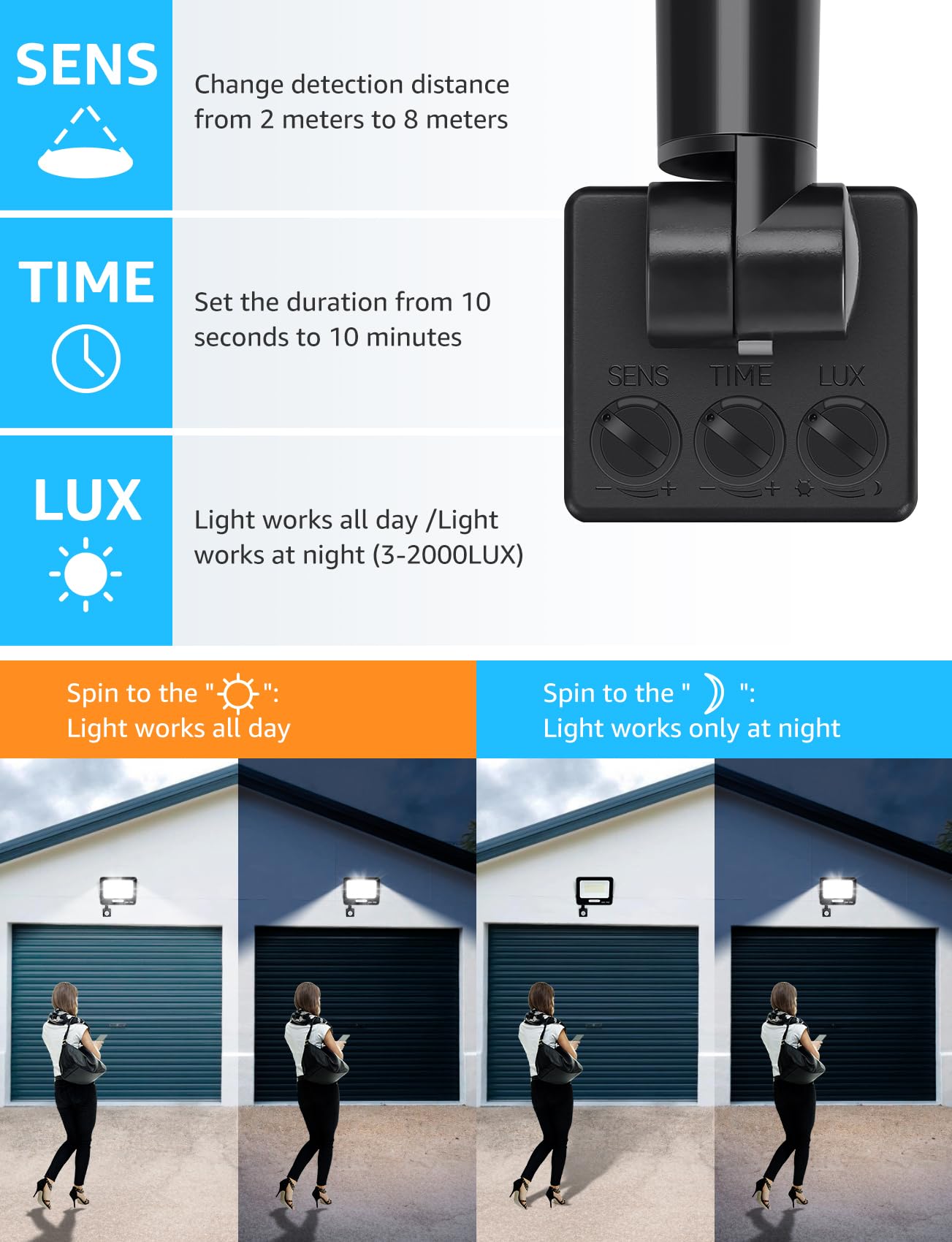 Aigostar- 50W Foco LED con Sensor Movimiento, Super Brillo Focos Exterior, 4600LM, Blanco Frío 6500K, IP65 Impermeable, Proyector LED Exterior, Perfectas para Jardín, Garaje, Patio, Paquete de 8