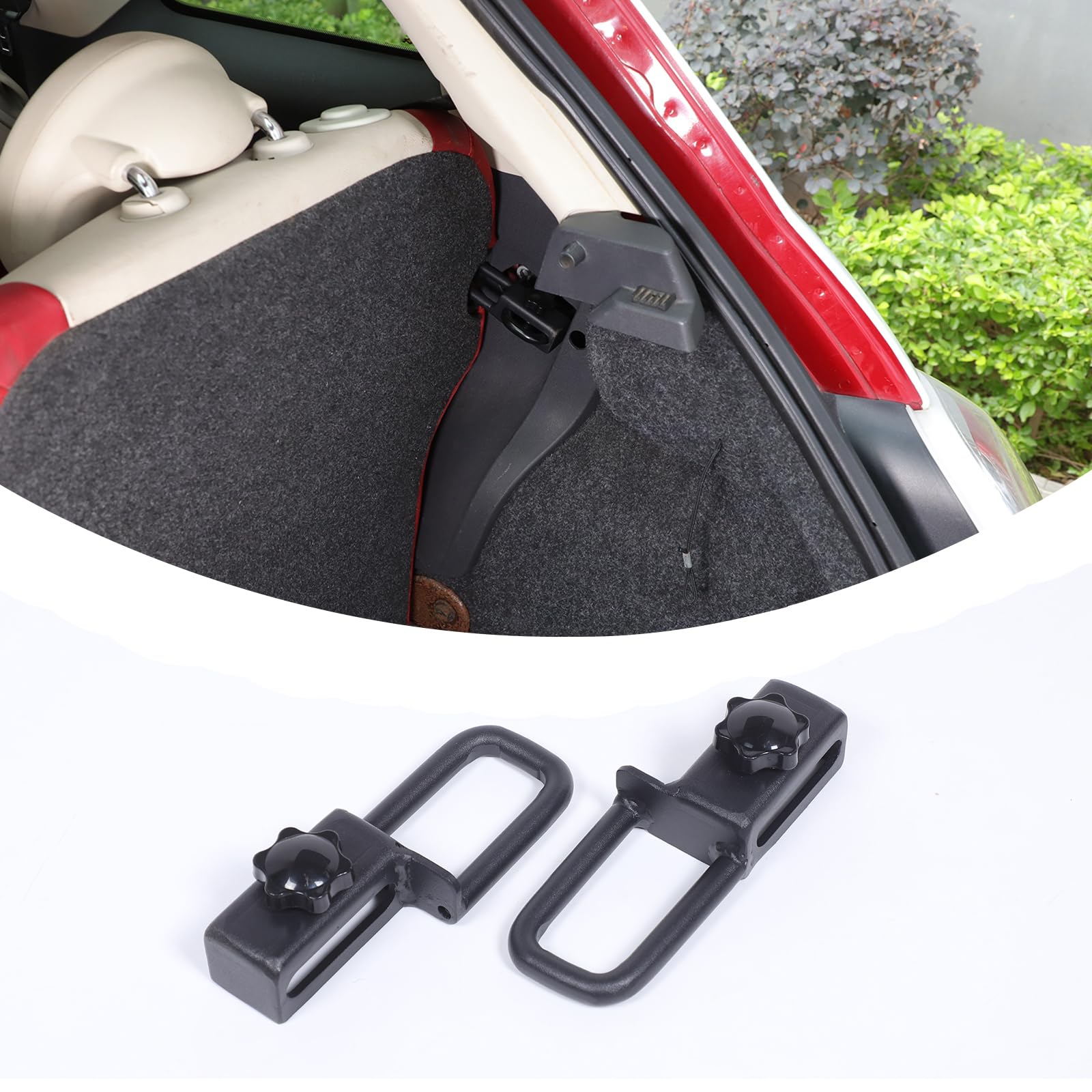 Compatible with Fiat 500 2007 2008 2009 2010 2011 2012 2013 2014 2015 Rear Row Seat Backrest Adjustment Bracket,Carbon Steel, Black 2-Piece Set