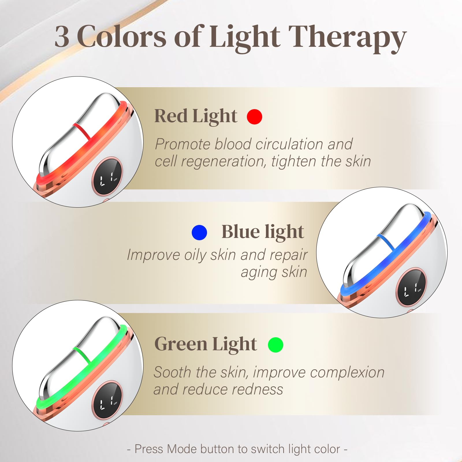 EMS Gua Sha, Profey Gesichtsmassagegerät, Gua Sha Elektrisch mit Wärme, EMS Gerät Gesicht mit Rotlicht, Blau, Grün, Gesicht Lifting Gerät Für Gesicht Anti Falten Anti Aging