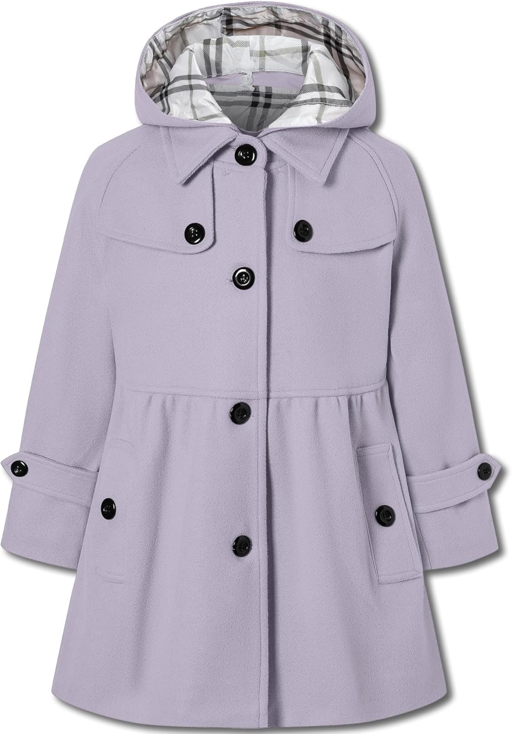 Betusline Girls' Dress Coat, Kids Hoodie Wool Blend Coats Fall Winter Outerwear Peacoat,2-14 Years