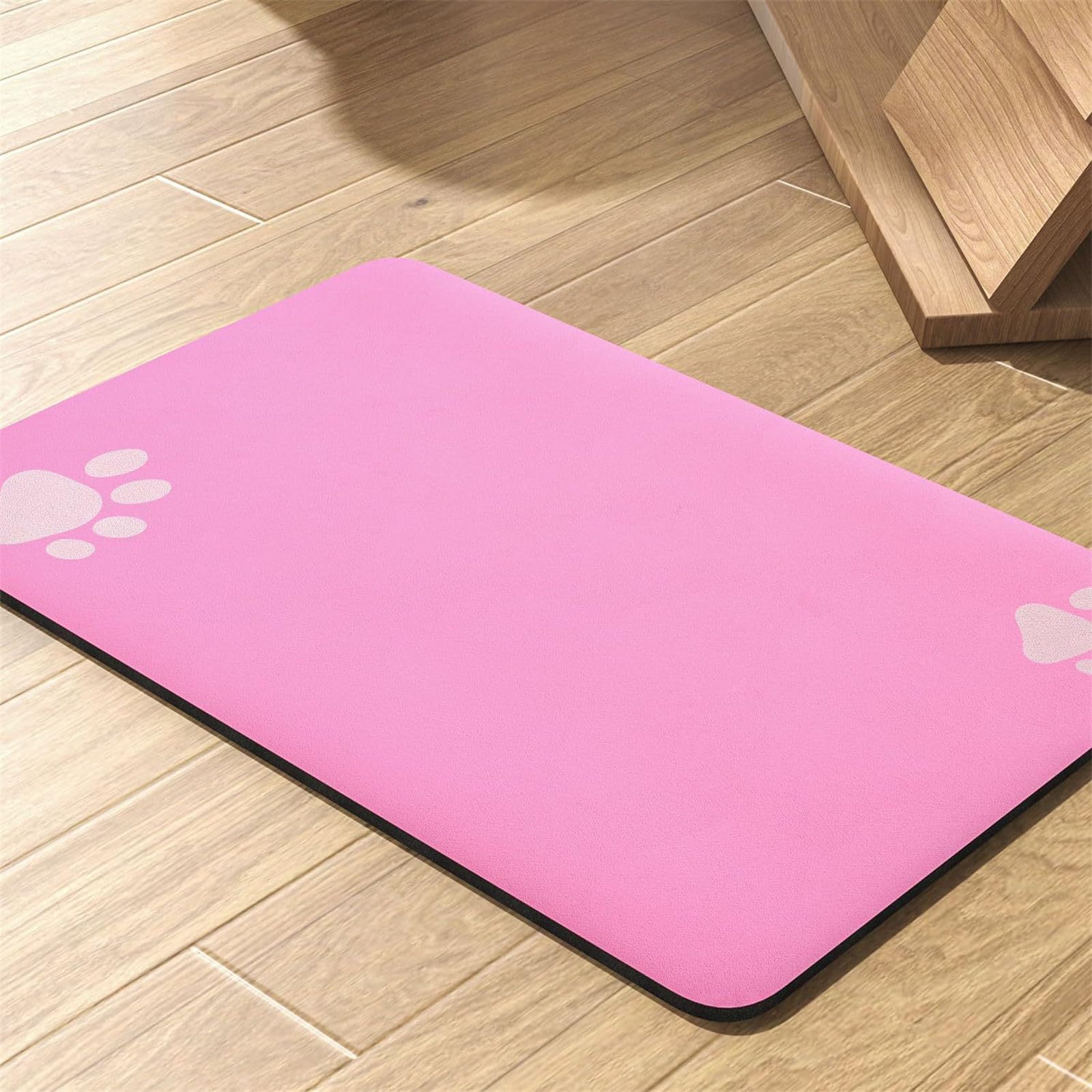 Hearda Large Pet Mats for Food Bowls, Absorbent Pet Feeding Mat Non Slip Diatomite Quick Dry Dog Bowl Water Dispenser Dog Cat Food Placemat (Pink,40x50cm)